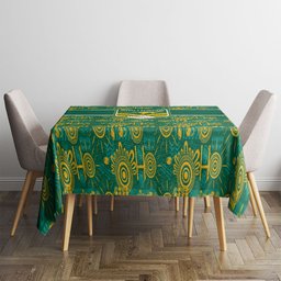 Australia Rugby Kangaroo Tablecloth Green Gold Aboriginal Dot Geometry