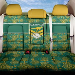 Australia Rugby Kangaroo Back Car Seat Cover Green Gold Aboriginal Dot Geometry