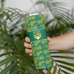 Australia Rugby Kangaroo Skinny Tumbler Green Gold Aboriginal Dot Geometry