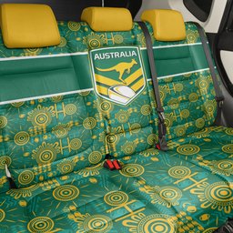 Australia Rugby Kangaroo Back Car Seat Cover Green Gold Aboriginal Dot Geometry