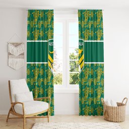 Australia Rugby Kangaroo Window Curtain Green Gold Aboriginal Dot Geometry