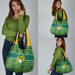 Australia Rugby Kangaroo Grocery Bag Green Gold Aboriginal Dot Geometry
