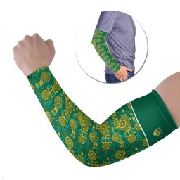 Australia Rugby Kangaroo Arm Sleeves Green Gold Aboriginal Dot Geometry