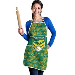 Australia Rugby Kangaroo Apron Green Gold Aboriginal Dot Geometry