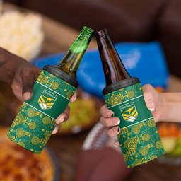 Australia Rugby Kangaroo 4 in 1 Can Cooler Tumbler Green Gold Aboriginal Dot Geometry