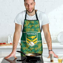 Australia Rugby Kangaroo Apron Green Gold Aboriginal Dot Geometry