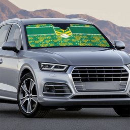 Australia Rugby Kangaroo Auto Sun Shade Green Gold Aboriginal Dot Geometry