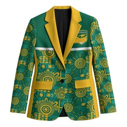 Australia Rugby Kangaroo Blazer Green Gold Aboriginal Dot Geometry