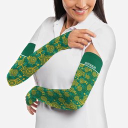 Australia Rugby Kangaroo Arm Sleeves Green Gold Aboriginal Dot Geometry