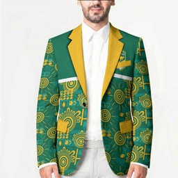 Australia Rugby Kangaroo Blazer Green Gold Aboriginal Dot Geometry