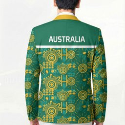Australia Rugby Kangaroo Blazer Green Gold Aboriginal Dot Geometry