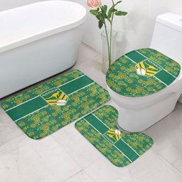 Australia Rugby Kangaroo Bathroom Set Green Gold Aboriginal Dot Geometry