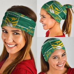 Australia Rugby Kangaroo Neck Gaiter Green Gold Aboriginal Dot Geometry