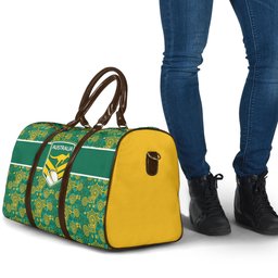 Australia Rugby Kangaroo Travel Bag Green Gold Aboriginal Dot Geometry