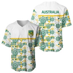 Australia Rugby Kangaroo Baseball Jersey White Aboriginal Dot Geometry