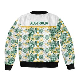 Australia Rugby Kangaroo Bomber Jacket White Aboriginal Dot Geometry