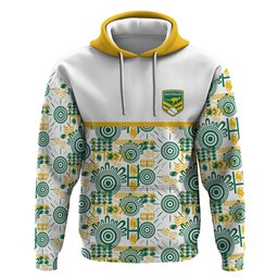 Australia Rugby Kangaroo Hoodie White Aboriginal Dot Geometry