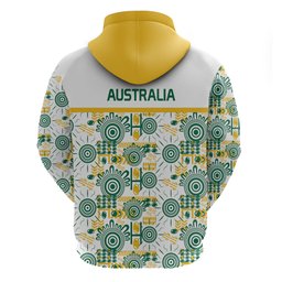 Australia Rugby Kangaroo Hoodie White Aboriginal Dot Geometry