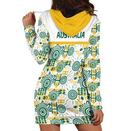 Australia Rugby Kangaroo Hoodie Dress White Aboriginal Dot Geometry
