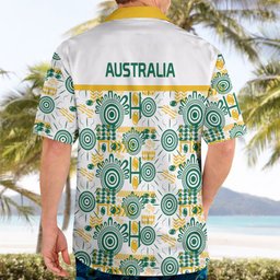 Australia Rugby Kangaroo Hawaiian Shirt White Aboriginal Dot Geometry