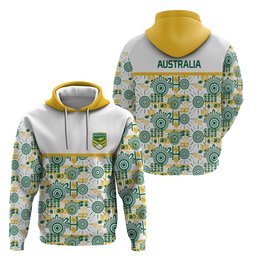 Australia Rugby Kangaroo Hoodie White Aboriginal Dot Geometry