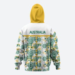 Australia Rugby Kangaroo Hoodie White Aboriginal Dot Geometry