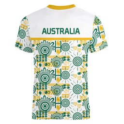 Australia Rugby Kangaroo Women V-Neck T-Shirt White Aboriginal Dot Geometry