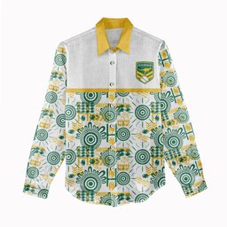 Australia Rugby Kangaroo Women Casual Shirt White Aboriginal Dot Geometry