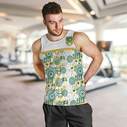 Australia Rugby Kangaroo Men Tank Top White Aboriginal Dot Geometry