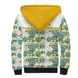 Australia Rugby Kangaroo Sherpa Hoodie White Aboriginal Dot Geometry