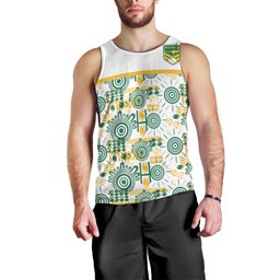 Australia Rugby Kangaroo Men Tank Top White Aboriginal Dot Geometry