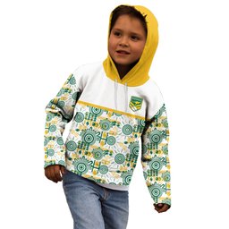 Australia Rugby Kangaroo Kid Hoodie White Aboriginal Dot Geometry