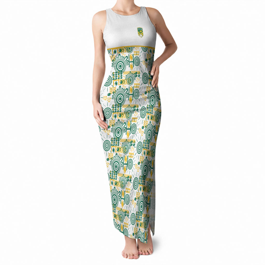 Australia Rugby Kangaroo Tank Maxi Dress White Aboriginal Dot Geometry