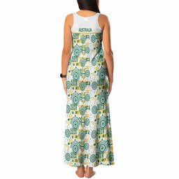 Australia Rugby Kangaroo Tank Maxi Dress White Aboriginal Dot Geometry