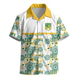 Australia Rugby Kangaroo Kid Hawaiian Shirt White Aboriginal Dot Geometry
