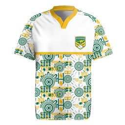 Australia Rugby Kangaroo Rugby Jersey White Aboriginal Dot Geometry