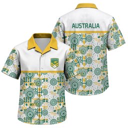 Australia Rugby Kangaroo Family Matching Tank Maxi Dress and Hawaiian Shirt White Aboriginal Dot Geometry