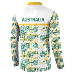 Australia Rugby Kangaroo Button Sweatshirt White Aboriginal Dot Geometry