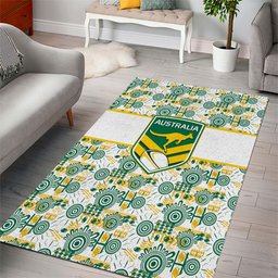 Australia Rugby Kangaroo Area Rug White Aboriginal Dot Geometry