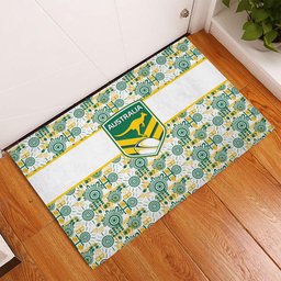 Australia Rugby Kangaroo Rubber Doormat White Aboriginal Dot Geometry