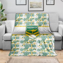 Australia Rugby Kangaroo Blanket White Aboriginal Dot Geometry