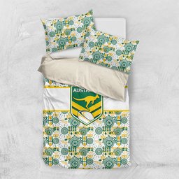 Australia Rugby Kangaroo Bedding Set White Aboriginal Dot Geometry