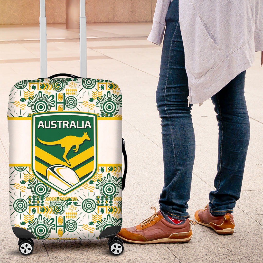 Australia Rugby Kangaroo Luggage Cover White Aboriginal Dot Geometry