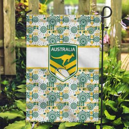 Australia Rugby Kangaroo Garden Flag White Aboriginal Dot Geometry