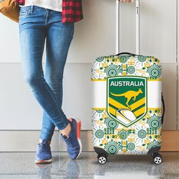 Australia Rugby Kangaroo Luggage Cover White Aboriginal Dot Geometry