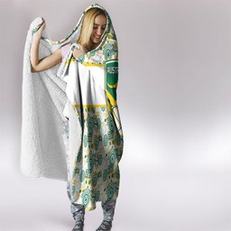 Australia Rugby Kangaroo Hooded Blanket White Aboriginal Dot Geometry