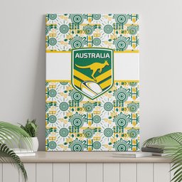 Australia Rugby Kangaroo Canvas Wall Art White Aboriginal Dot Geometry