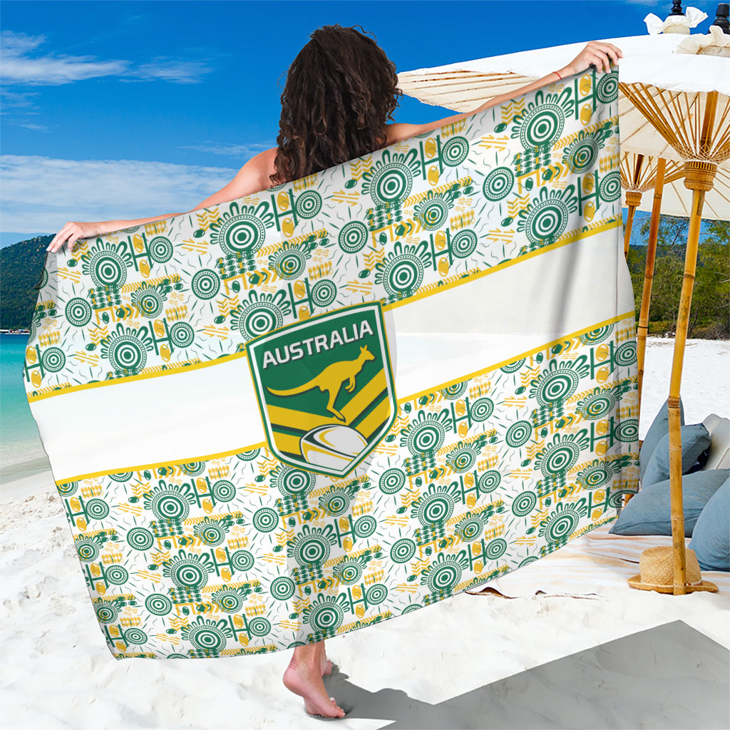 Australia Rugby Kangaroo Sarong White Aboriginal Dot Geometry