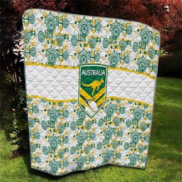Australia Rugby Kangaroo Quilt White Aboriginal Dot Geometry