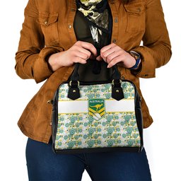 Australia Rugby Kangaroo Shoulder Handbag White Aboriginal Dot Geometry